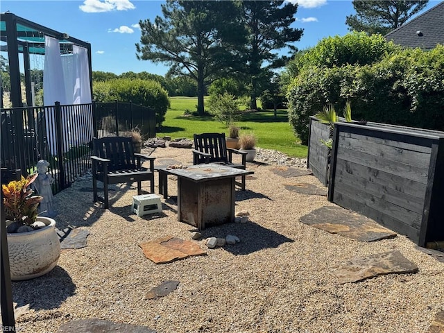 401 Muirfield, Smithfield, VA 23430 - view of patio featuring a fire pit