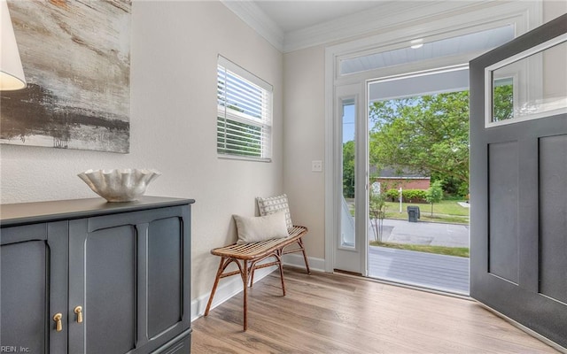 1608 Holland Ave, Norfolk, VA 23509 - entryway with ornamental molding, wood finished floors, and baseboards