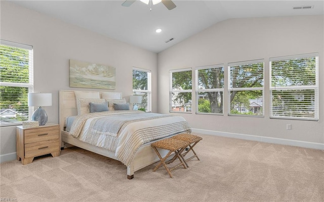 1608 Holland Ave, Norfolk, VA 23509 - bedroom with multiple windows, baseboards, light carpet, and vaulted ceiling