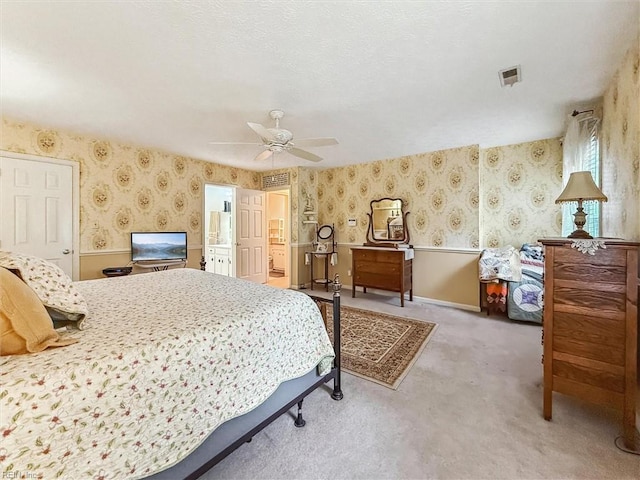 105 Stavenger Ct, Williamsburg, VA 23188 - carpeted bedroom featuring wallpapered walls and ceiling fan