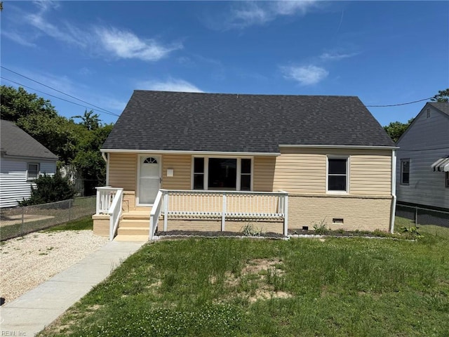 461 Dare Ave, Hampton, VA 23661 - view of front of house with a shingled roof, covered porch, and crawl space