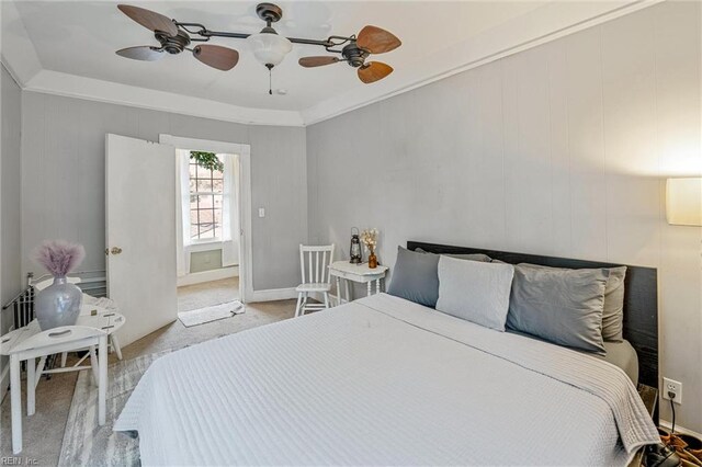 3317 Montana Ave, Norfolk, VA 23513 - bedroom with carpet floors, a ceiling fan, and crown molding