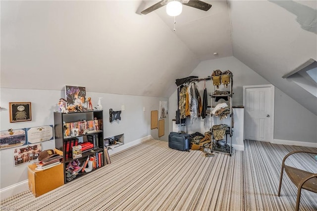 3317 Montana Ave, Norfolk, VA 23513 - bonus room featuring baseboards, carpet floors, vaulted ceiling, and ceiling fan