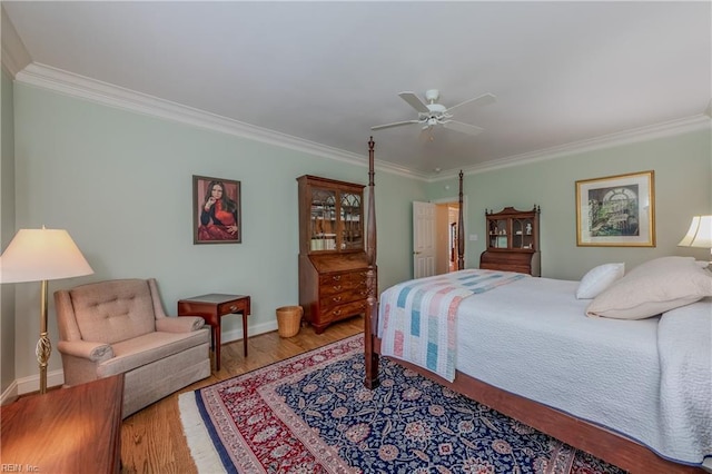 3025 John Vaughan Rd, Williamsburg, VA 23185 - bedroom featuring ornamental molding, wood finished floors, baseboards, and a ceiling fan
