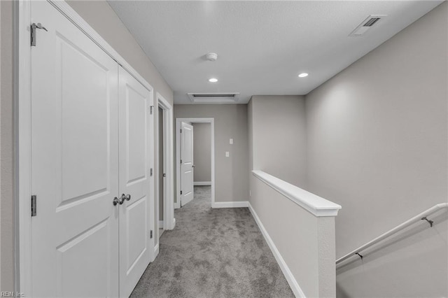 308 N Division St Unit A, Suffolk, VA 23434 - hallway with light carpet, recessed lighting, baseboards, and an upstairs landing