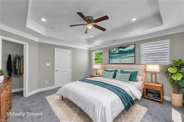 308 N Division St Unit A, Suffolk, VA 23434 - bedroom with a raised ceiling, ornamental molding, carpet, baseboards, and recessed lighting