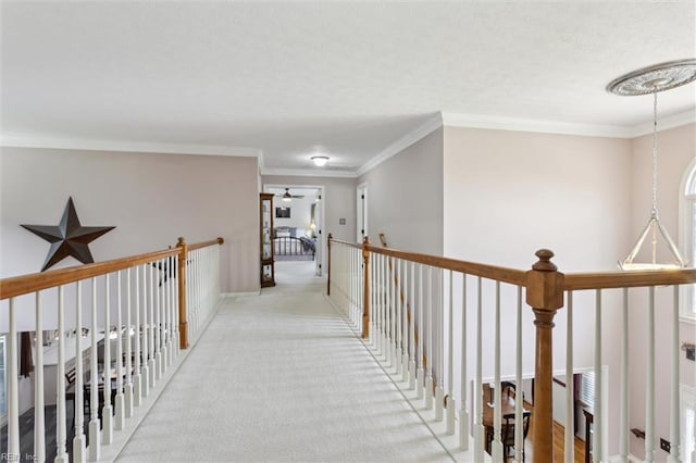 108 Silver Fox Trce, Yorktown, VA 23693 - corridor featuring crown molding, light carpet, and an upstairs landing