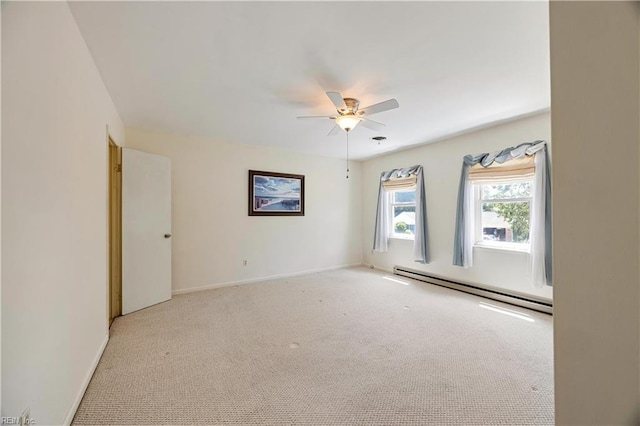 4456 Hudgins Dr, Virginia Beach, VA 23455 - unfurnished room featuring a baseboard radiator, carpet floors, ceiling fan, and baseboards
