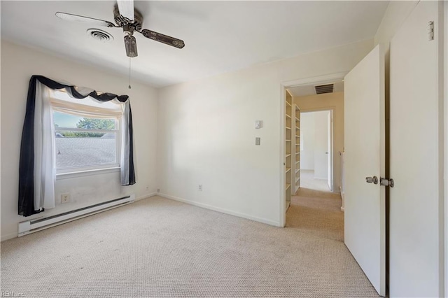 4456 Hudgins Dr, Virginia Beach, VA 23455 - unfurnished room featuring baseboard heating, carpet flooring, ceiling fan, and baseboards