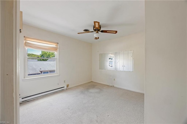 4456 Hudgins Dr, Virginia Beach, VA 23455 - carpeted spare room with a baseboard radiator, a ceiling fan, and baseboards
