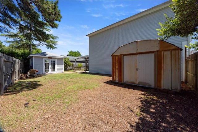 4456 Hudgins Dr, Virginia Beach, VA 23455 - view of yard featuring an outdoor structure and french doors