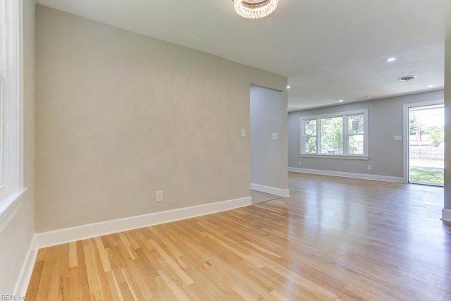 5833 Hedgerow Ln, Portsmouth, VA 23703 - empty room featuring light wood-style floors, baseboards, and recessed lighting