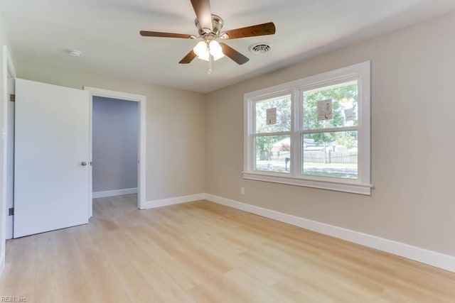 5833 Hedgerow Ln, Portsmouth, VA 23703 - empty room featuring baseboards, light wood-style floors, and ceiling fan