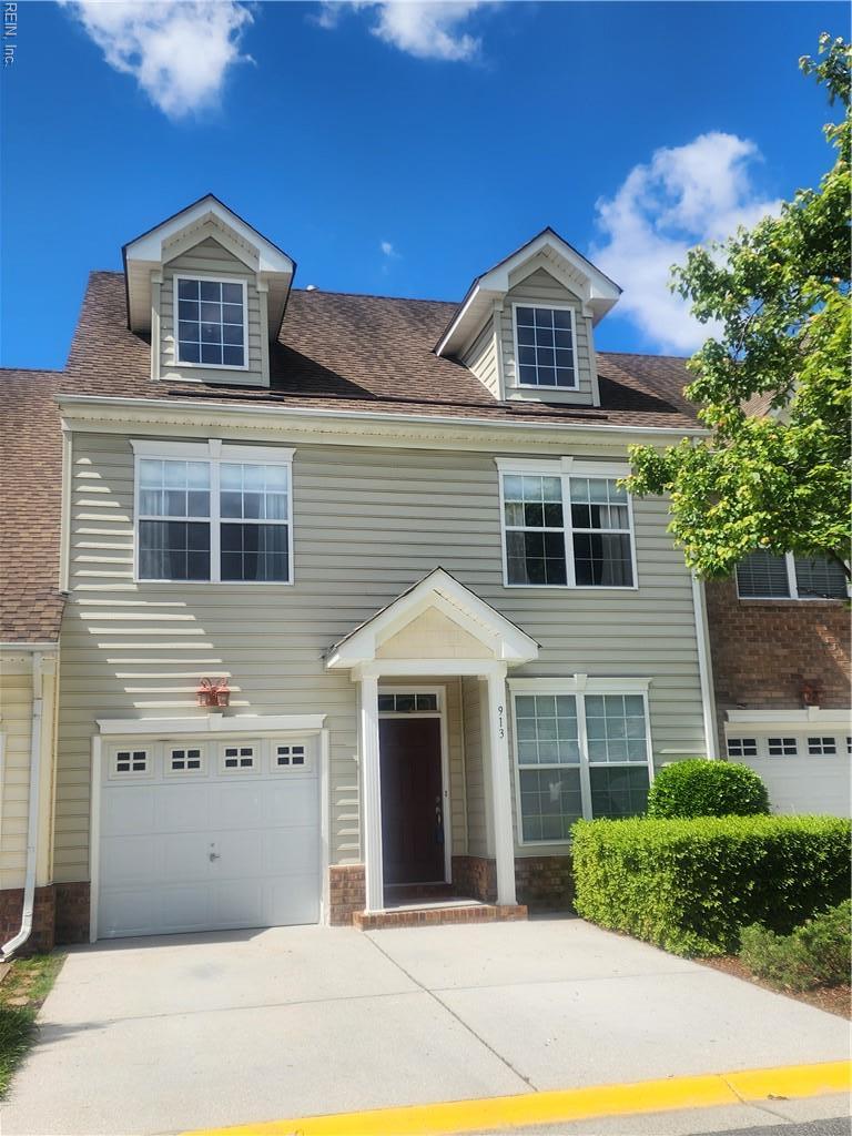 913 Beaumeade Ct, Virginia Beach, VA 23462 - view of front of home with an attached garage, driveway, and a shingled roof