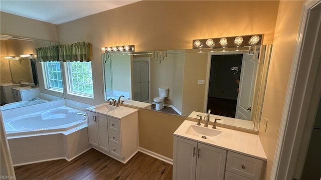 2019 River Pearl Way, Chesapeake, VA 23321 - full bathroom featuring wood finished floors, two vanities, and a garden tub