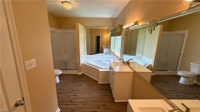 2019 River Pearl Way, Chesapeake, VA 23321 - full bathroom featuring toilet, wood finished floors, vanity, and a shower stall