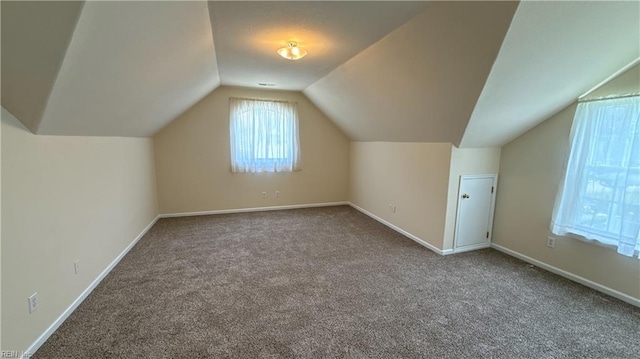 2019 River Pearl Way, Chesapeake, VA 23321 - additional living space featuring carpet floors, vaulted ceiling, and baseboards