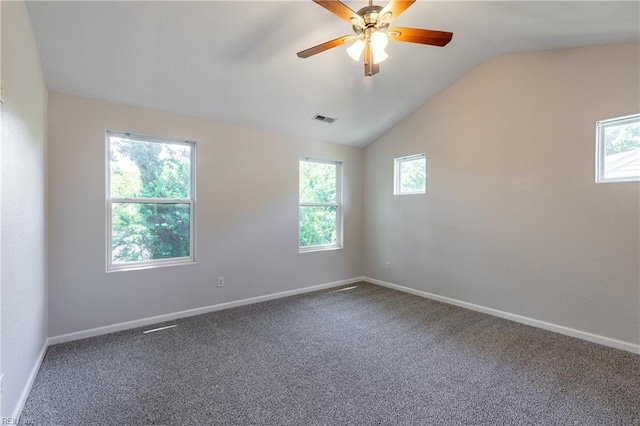 429 Draper Dr, Norfolk, VA 23505 - empty room featuring carpet flooring, lofted ceiling, baseboards, and ceiling fan