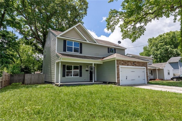 429 Draper Dr, Norfolk, VA 23505 - view of front of house with an attached garage, covered porch, and concrete driveway