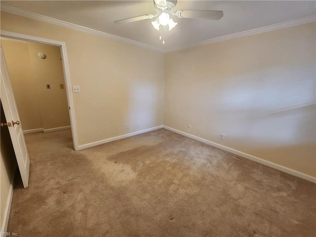 5097 Rochelle Rd, Virginia Beach, VA 23464 - carpeted empty room featuring baseboards, ceiling fan, and crown molding