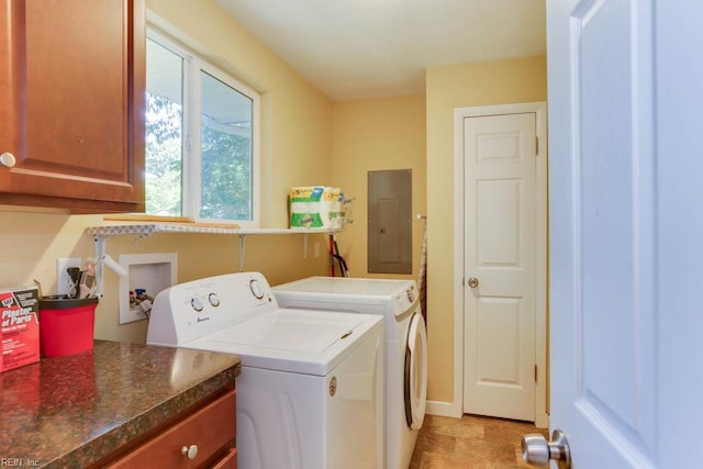 1621 Bill St, Norfolk, VA 23518 - washroom featuring electric panel, washer and clothes dryer, cabinet space, and light tile patterned flooring