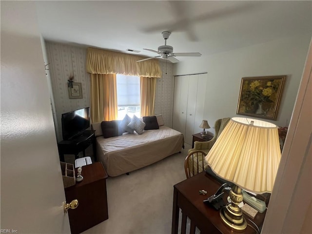 240 Dockside Dr Unit C, Hampton, VA 23669 - bedroom featuring a closet, carpet floors, and ceiling fan