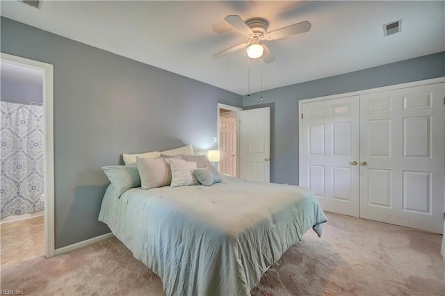 7 Saint Francis Dr, Newport News, VA 23602 - bedroom with light carpet, a closet, baseboards, and ceiling fan