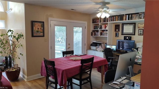 709 Roosevelt Ave, Virginia Beach, VA 23452 - dining area featuring french doors, a desk, light wood-type flooring, and ceiling fan