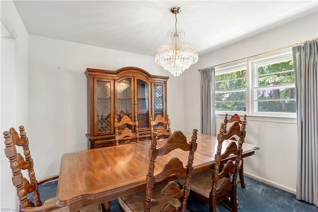8 Marilea Cir, Newport News, VA 23606 - dining room with a chandelier, dark carpet, and baseboards