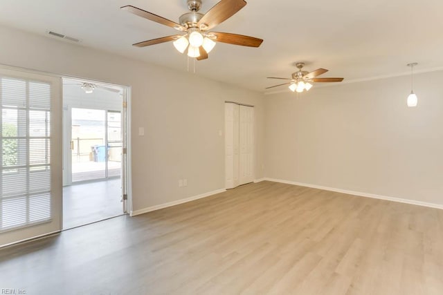 722 White Hall Ln, Virginia Beach, VA 23464 - empty room with light wood-type flooring, baseboards, and ceiling fan
