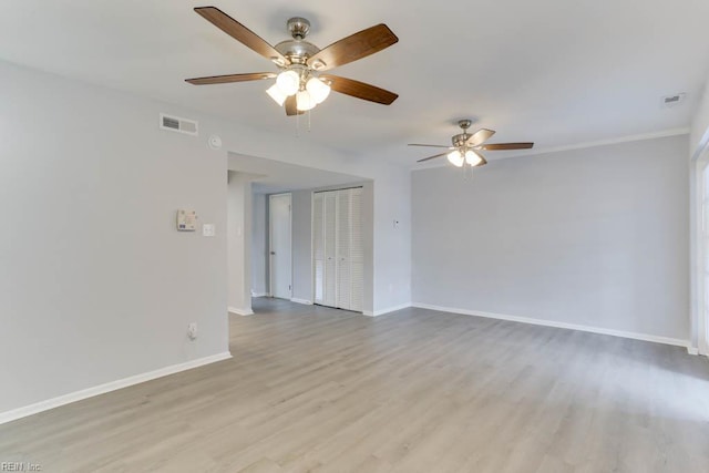 722 White Hall Ln, Virginia Beach, VA 23464 - unfurnished room with ceiling fan, baseboards, and light wood-style flooring