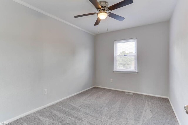 722 White Hall Ln, Virginia Beach, VA 23464 - unfurnished room with carpet floors, baseboards, a ceiling fan, and crown molding