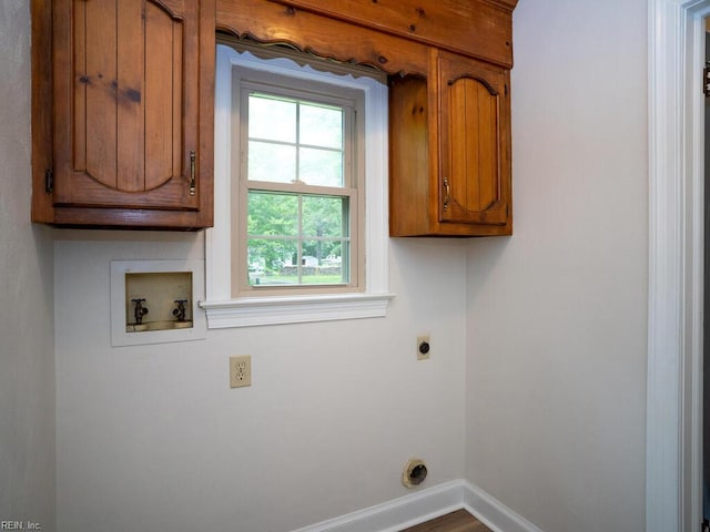 3124 Douglas Rd, Chesapeake, VA 23322 - laundry room with cabinet space, electric dryer hookup, hookup for a washing machine, and baseboards