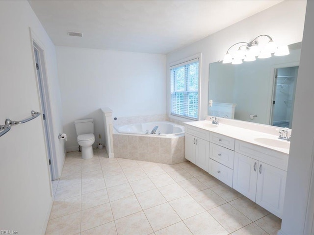 4604 Bellamy Ct, Virginia Beach, VA 23462 - full bathroom featuring a bath, tile patterned floors, double vanity, and toilet