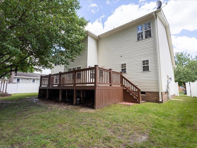4604 Bellamy Ct, Virginia Beach, VA 23462 - back of house featuring a wooden deck, crawl space, and stairway