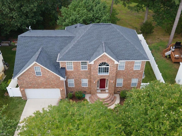 4604 Bellamy Ct, Virginia Beach, VA 23462 - view of front facade featuring an attached garage, roof with shingles, brick siding, and driveway