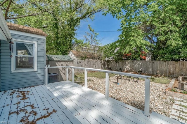 858 47th St, Norfolk, VA 23508 - wooden terrace featuring a fenced backyard and central AC unit