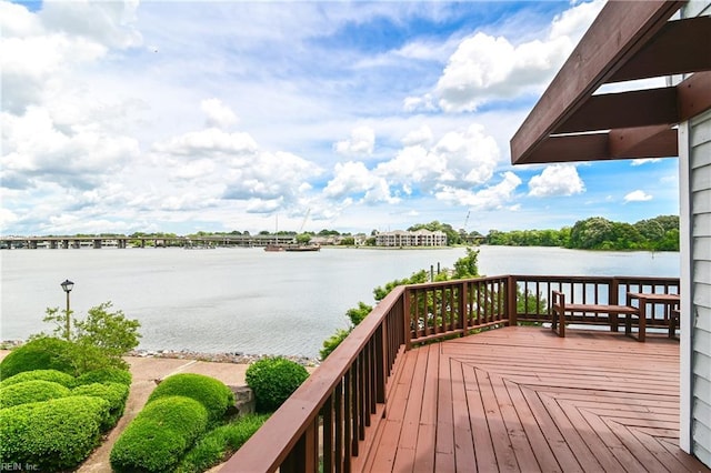 166 Mill Point Dr, Hampton, VA 23669 - wooden terrace with a water view