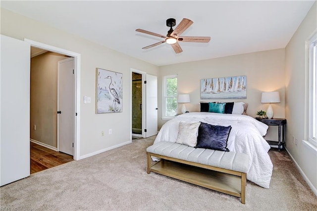 166 Mill Point Dr, Hampton, VA 23669 - bedroom with carpet flooring, baseboards, and ceiling fan