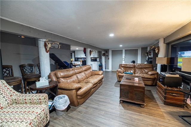 14387 Tucker Swamp Rd, Zuni, VA 23898 - living area with wood finished floors and recessed lighting