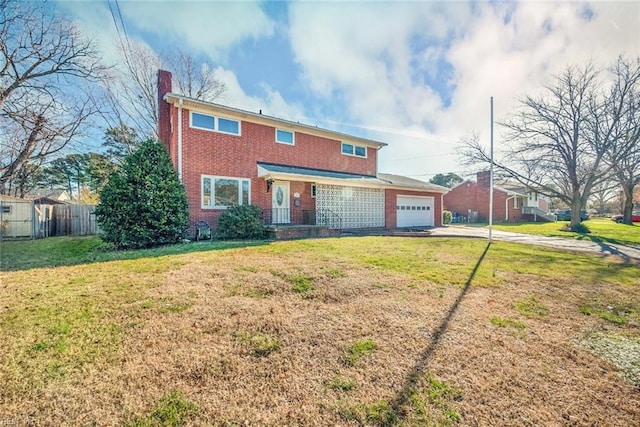 34 Kenwood Dr, Hampton, VA 23666 - view of front facade featuring driveway, brick siding, a garage, and a chimney