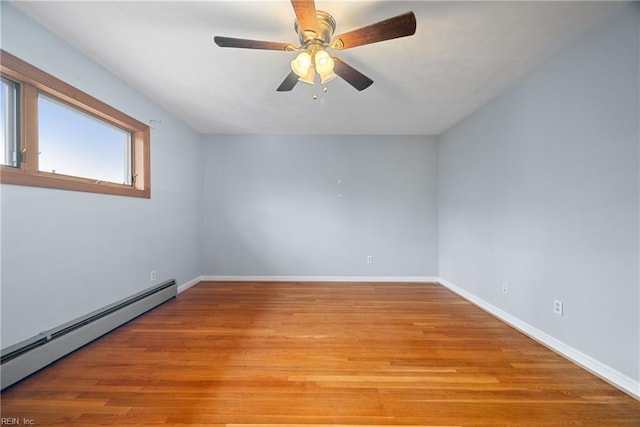 34 Kenwood Dr, Hampton, VA 23666 - spare room featuring a baseboard heating unit, baseboards, and light wood-type flooring