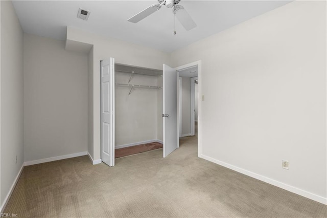 4249 Cheswick Ln, Virginia Beach, VA 23455 - unfurnished bedroom with light colored carpet, a closet, baseboards, and ceiling fan
