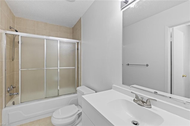 4321 Moosewood Ct, Virginia Beach, VA 23462 - full bath featuring vanity, toilet, a textured ceiling, and enclosed tub / shower combo