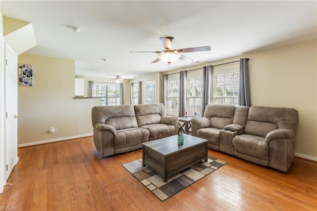 115 Rochdale Ln, Suffolk, VA 23434 - living room with baseboards, wood-type flooring, and ceiling fan