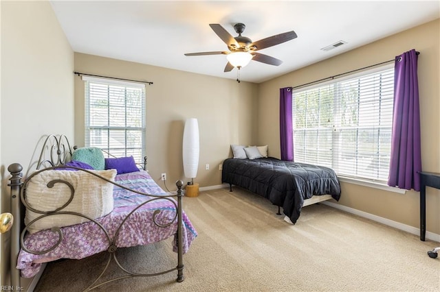 115 Rochdale Ln, Suffolk, VA 23434 - bedroom featuring baseboards, light colored carpet, and a ceiling fan