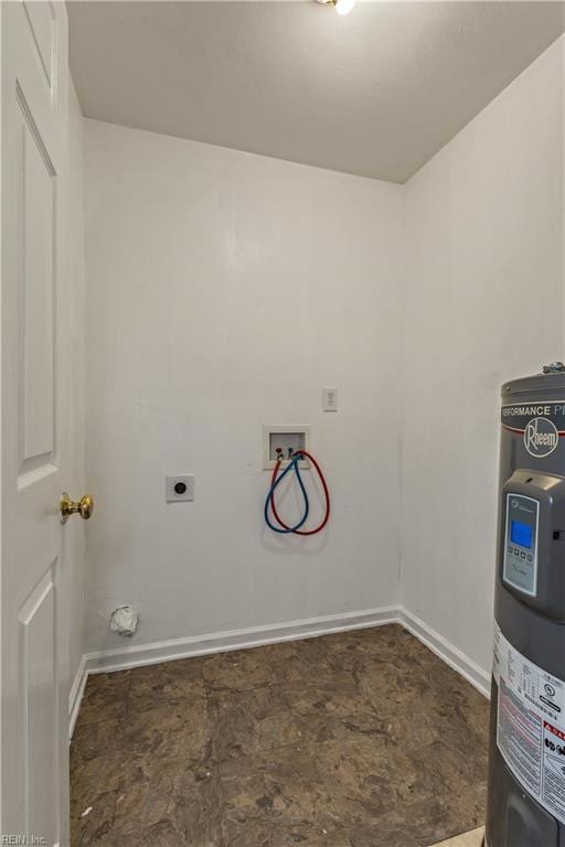 5036 John St, Chesapeake, VA 23321 - washroom featuring electric water heater, hookup for a washing machine, baseboards, and stone finish flooring
