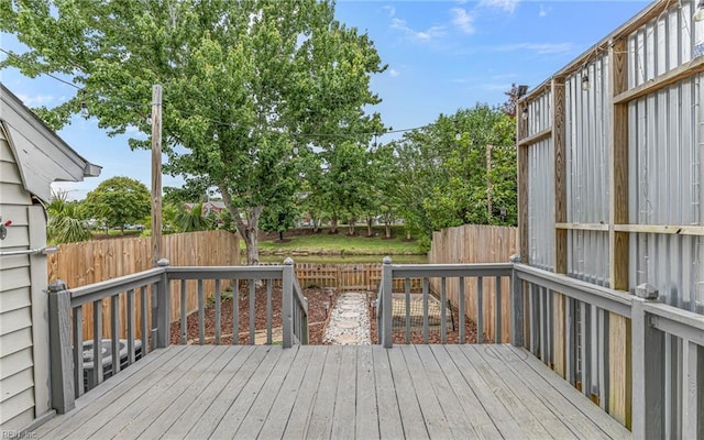 306 San Roman Dr, Chesapeake, VA 23322 - wooden deck with a fenced backyard