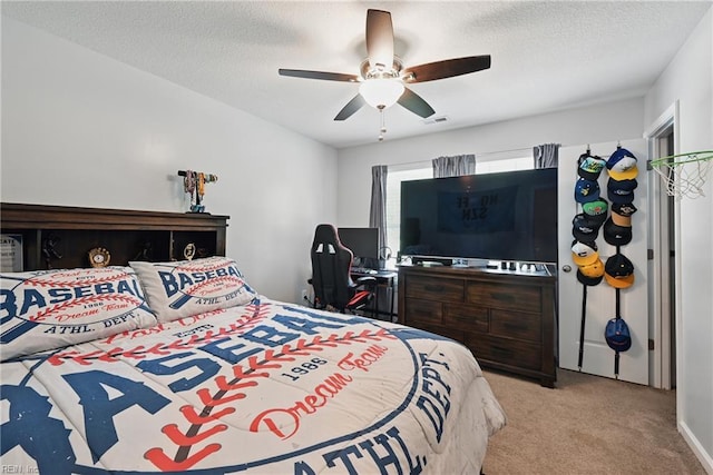 5520 White Swallow Way, Chesapeake, VA 23321 - carpeted bedroom with a textured ceiling and a ceiling fan