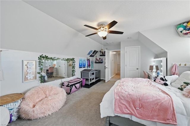 5520 White Swallow Way, Chesapeake, VA 23321 - carpeted bedroom featuring vaulted ceiling and ceiling fan
